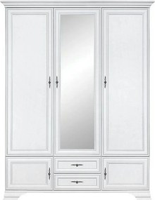 Dulap vintage dormitor IDENTO, alb, PAL, cu 5 usi si 2 sertare, 156x61