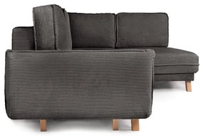 Colțar gri extensibil cu tapițerie din catifea reiată (cu colț pe partea dreaptă) Tori – Bonami Selection