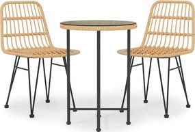vidaXL Set mobilier de grădină, 3 piese, poliratan