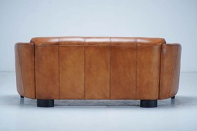 Canapea 2 locuri din piele naturală, cognac, aspect vintage, Pilot, 175 x 86 x 68 cm
