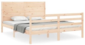 3194646 vidaXL Cadru de pat cu tăblie, 160x200 cm, lemn masiv
