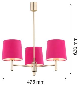 Lustră pe tijă PONTE 3xE27/15W/230V roz/alamă Argon 1498
