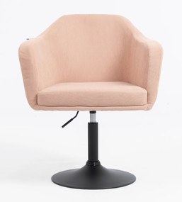 HR832N Scaun Catifea Reiată Premium culoare Roz prăfuit Litchi cu Bază Neagră