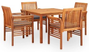 vidaXL Set mobilier de exterior cu perne 5 piese, lemn masiv de acacia