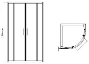 Cabina dus semirotunda crom 90x90 cm, Mediterraneo Meda 900x900 mm