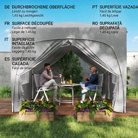 Outsunny Pavilion Pliabil cu Ferestre Laterale și Geantă de Transport, 300x300x273 cm, Gri Deschis | Aosom Romania