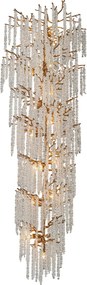Candelabru din metal, auriu, șiruri de cristale din sticlă, 200 x 60 cm, „Cascade”