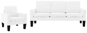 VidaXL Set de canapele, 2 piese, alb, piele ecologică