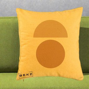 Perna Decorativa Geometric Minimalist Auriu, 40x40 cm, Galben, Husa Detasabila, Perna Inclusa, BEKZ®