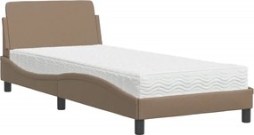 vidaXL Pat cu saltea, Dover, cappuccino, 90x200 cm piele ecologică