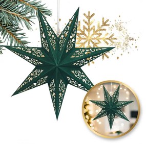 Stea de hartie pentru Craciun cu sapte colturi STARLET DELUXE 35 cm, verde