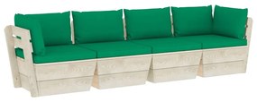 Canapea gradina 4 locuri din paleti, cu perne, lemn de molid Verde, 4 locuri, 1