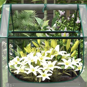 Outsunny Pătrat pentru grădină cu mini-seră, jardiniere ridicată din oțel galvanizat, 70 x 70 x 90 cm, gri închis | Aosom Romania