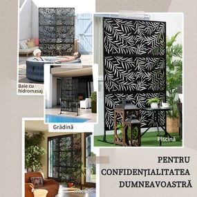 Outsunny Paravan Exterior cu 2 Picioare din Oțel, pentru Exterior și Grădină, 122x45x198 cm, Negru | Aosom Romania