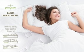 Saltea Ortopedica, Dakota, 160x200x34 cm, Arcuri Pocket, 5 cm spuma Memory, 7 Zone de Confort, fermitate medie