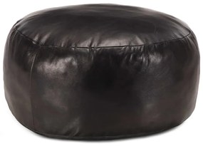 vidaXL Fotoliu puf, negru, 60 x 30 cm, piele naturală de capră