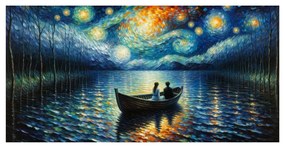 Tablou liniște de seară pe luciul apei
