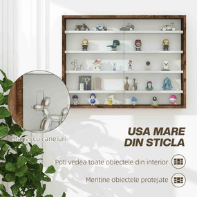 HOMCOM Dulap Vitrină de Perete cu 2 Uși din Sticlă și 4 Rafturi Reglabile | Aosom Romania