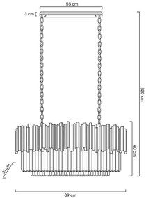 Lustra suspendata, Cristale de Sticla, Glamour Long Silver 90