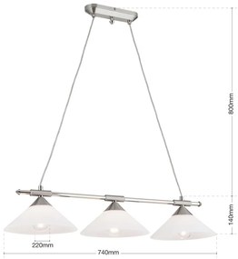 Lustra, Pendul realizat manual ARTDESIGN 3L, crom satinat/ alb opac