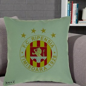 Perna Personalizata FC Ripensia Timisoara 1928, 40x40 cm, Verde, Husa Detasabila, Perna Inclusa, BEKZ®