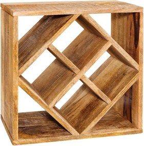 Raft pentru sticle vin/ Masuta laterala CUBUS 40cm mango A-43294 VC