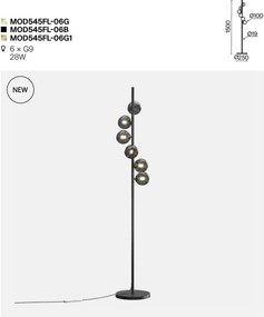 Lampadar modern cu 6 de surse de lumina Dallas auriu