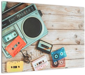 Tablou pe sticlă - Radio retro (70x50 cm)