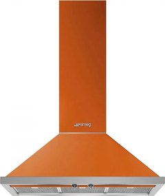 Hota decorativa SMEG Portofino KPF9OR, 275 W, A+, 781 m³/h, 3 viteze, 3 filtre, Supapa, Otel inoxidabil, LED, Portocaliu