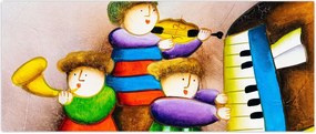 Tablou - Muzicanții, pictură (120x50 cm)