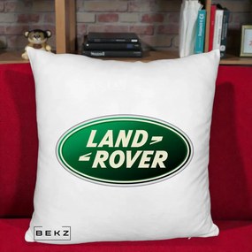 Perna Personalizata cu emblema Land Rover, 40x40 cm, Alb Pufos, Husa Detasabila, Perna Inclusa, BEKZ®