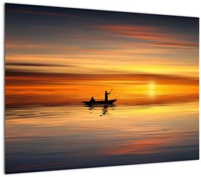 Tablou pe sticlă - cu barca (70x50 cm)