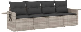 vidaXL Set canapea de grădină cu perne, 4 piese, gri deschis poliratan