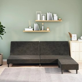 3080491 vidaXL Canapea extensibilă cu taburet, 2 locuri, gri închis, catifea