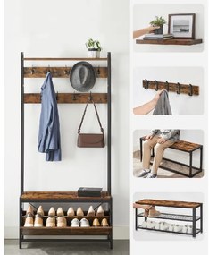 Perete pentru hol TAYLOR cu dulap pentru pantofi 180x85 cm, maro rustic