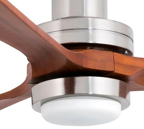 Lustra cu Ventilator si telecomanda LANTAU L LED nickel/ lemn maro