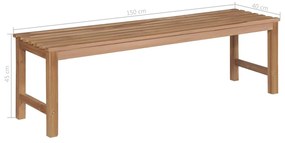 Banca de gradina, cu perna antracit, 150 cm, lemn masiv de tec 1, Antracit, 150 cm