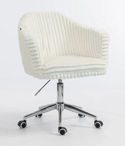 HR832K Scaun Alb Teddy Cord cu Bază Cromata