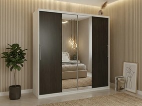 Dulap dressing Londra 2 usi cu oglinda, 200 cm, Alb/Wenge