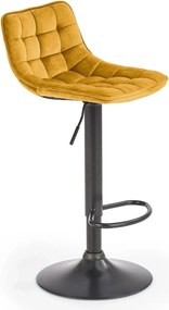 Scaun bar H95, galben mustar - Bluvel 68/negru, stofa catifelata/metal