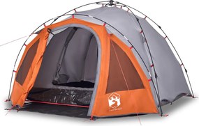 vidaXL Cort camping cupolă 3 persoane, gri/portocaliu, setare rapidă