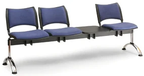 Bancuta tapitata SMART, 3 locuri + masa - picioare cromate, gri