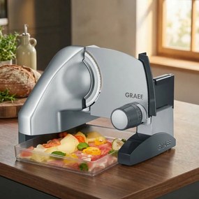 Masina de feliat mezeluri si alte alimente Graef SKS500, 170 W, Lama de 170 mm, Otel inoxidabil, Mecanisme de protectie, Argintiu