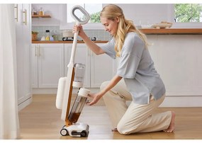 Aspirator vertical Tineco iFloor Y2 Plus, 6500 Pa, Wi-Fi, 0.8 L apa murdara/1 L apa curata, LED, Auto-curatare, 70 m², Indicatori, Alb/Portocaliu