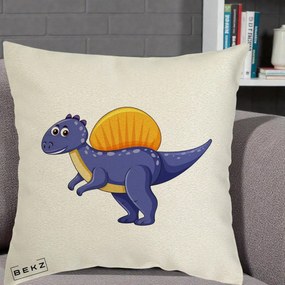 Perna Decorativa Spinozaur Kawaii, 40x40 cm, Ecru, Husa Detasabila, Perna Inclusa, BEKZ®