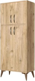 Dulap MDL0102, stejar, PAL melaminat, cu 4 usi, 63x35x155 cm