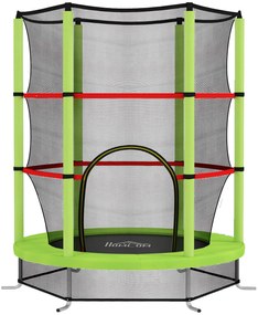 HOMCOM Saltea Elastică pentru Copii 3-6 Ani cu Plasă de Protecție, 6 Stâlpi și 3 Intrări, Ø140x190 cm, Verde | Aosom Romania