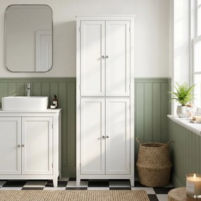 HOMCOM Dulap De Baie Slim Cu 2 Uși, Rafturi Reglabile, MDF, Metal, 60x30x170 cm, Alb | Aosom Romania