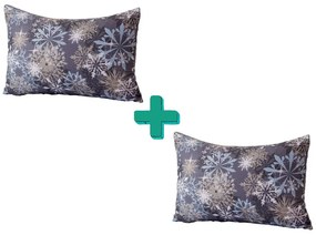 Set 2 bucati huse decorative pentru perna SNOWFLAKE 50x70cm, albastru-gri