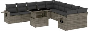 vidaXL Set canapele de grădină cu perne, 11 piese, gri, poliratan